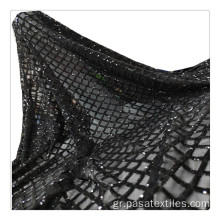 κεντημένο πλέγμα υλικό Sequin Black Diamond κεντημένο κέντημα πλέγματος πλέγματος στο spandex